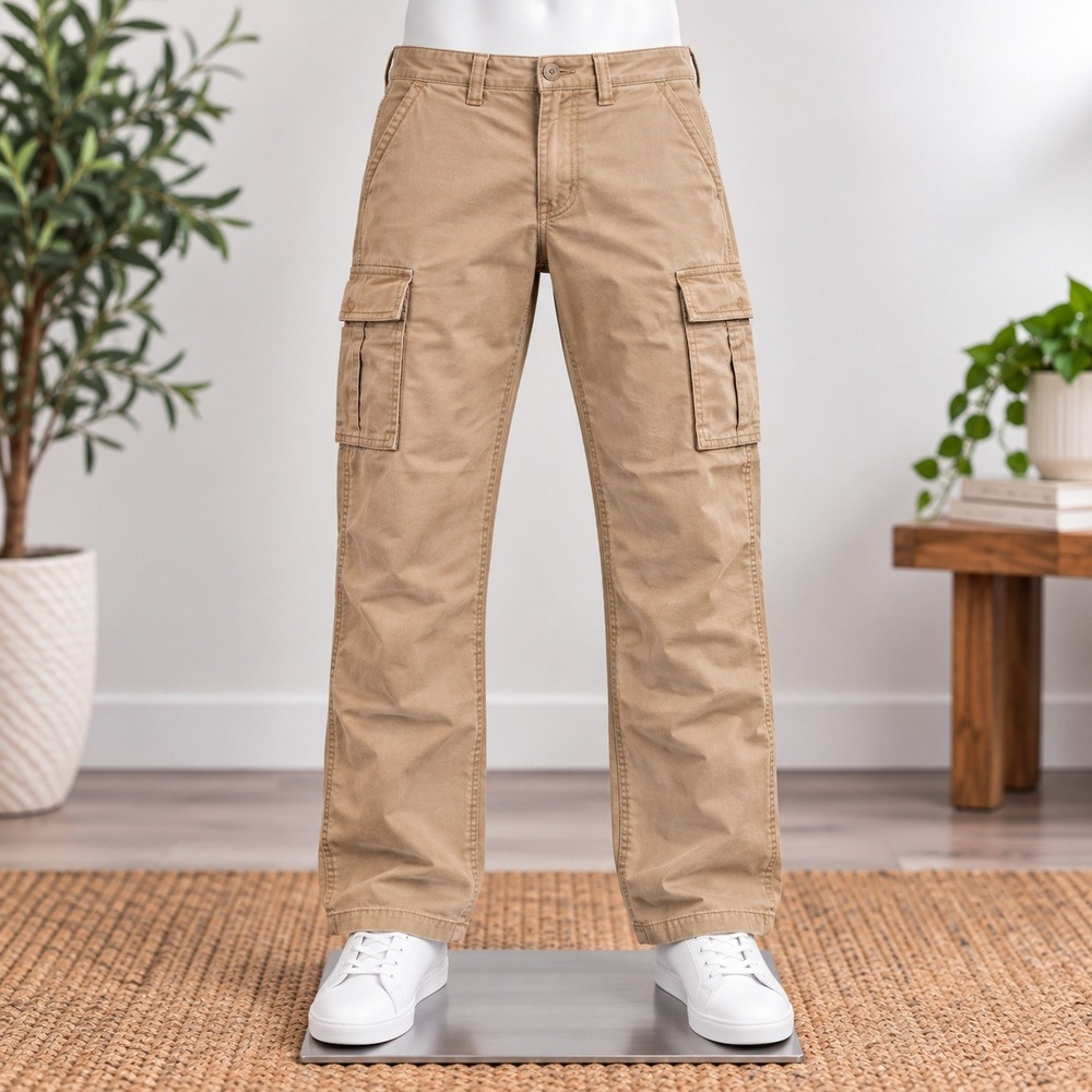 Old Navy Cargo Pants Mens 36x34 Tan Favorite Khakis Straight Leg Utility Pant